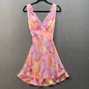 Peppermayo Psychedelic Audrey Vintage Mini Slip Dress Womens 4 Dopamine Retro